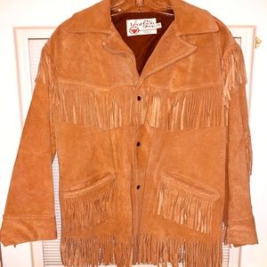 Mens Vintage 1980s Sears Genuine Leather Fringe jacket Great Condition